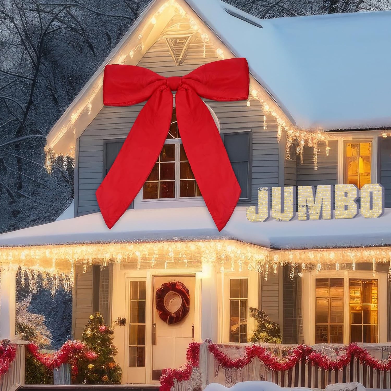 72 x 90 Inches Large Outdoor Christmas Bow, Red, Style 02