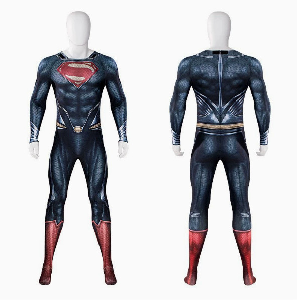 Superman Man of Steel Clark Kent Cosplay Costume Zentai Bodysuit Jumpsuit Cape