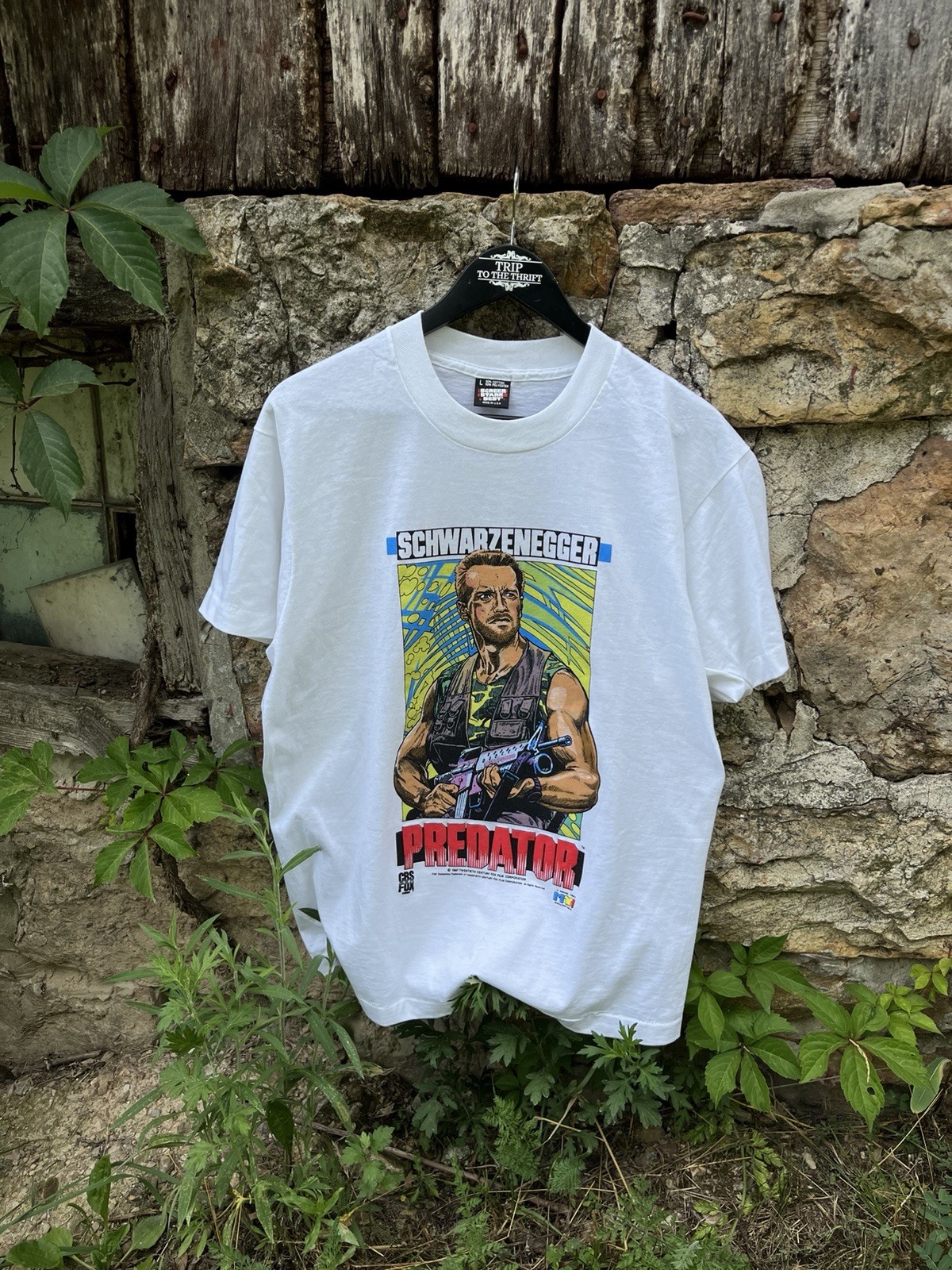Vintage 80s The Predator Movie Promo Size Large Arnold Schwarzenegger