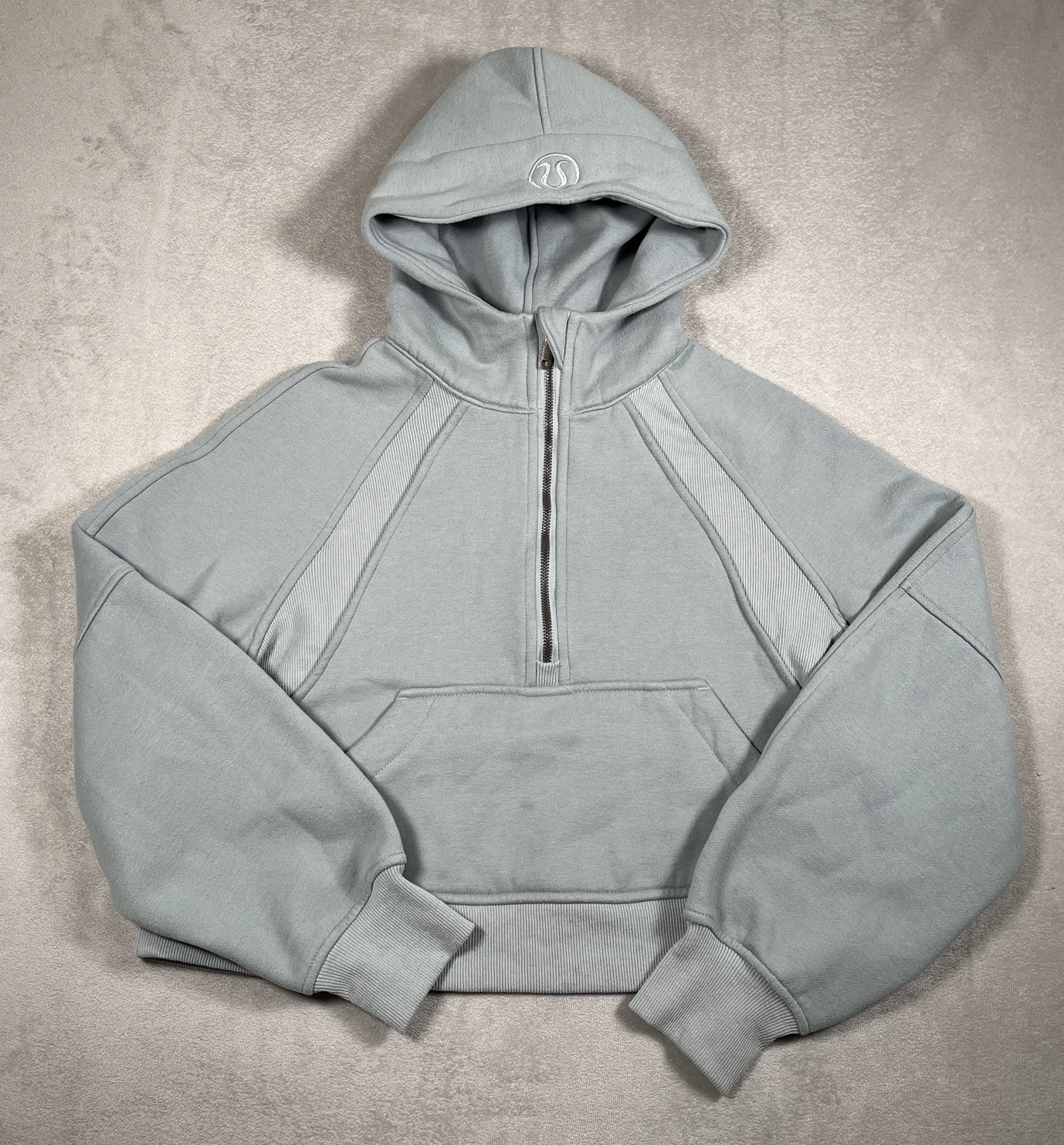 Lululemon Womens Scuba Oversized Half Zip Fleece Hoodie XS S Silver Blue
