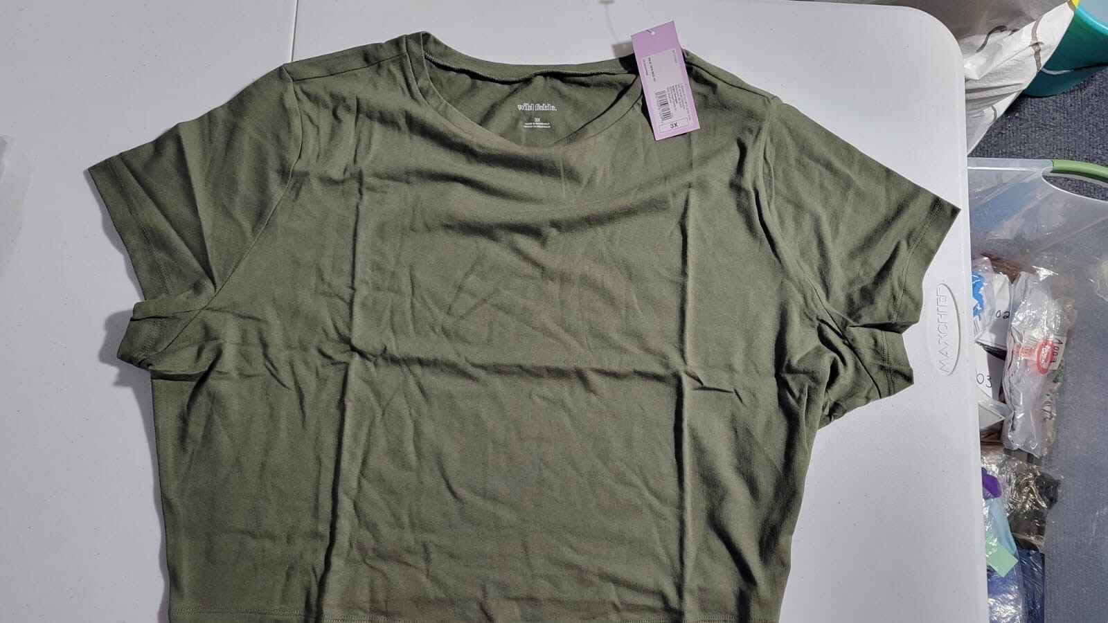 Wild Fable Womens Short Sleeve Cropped TShirt Olive 3X NWT