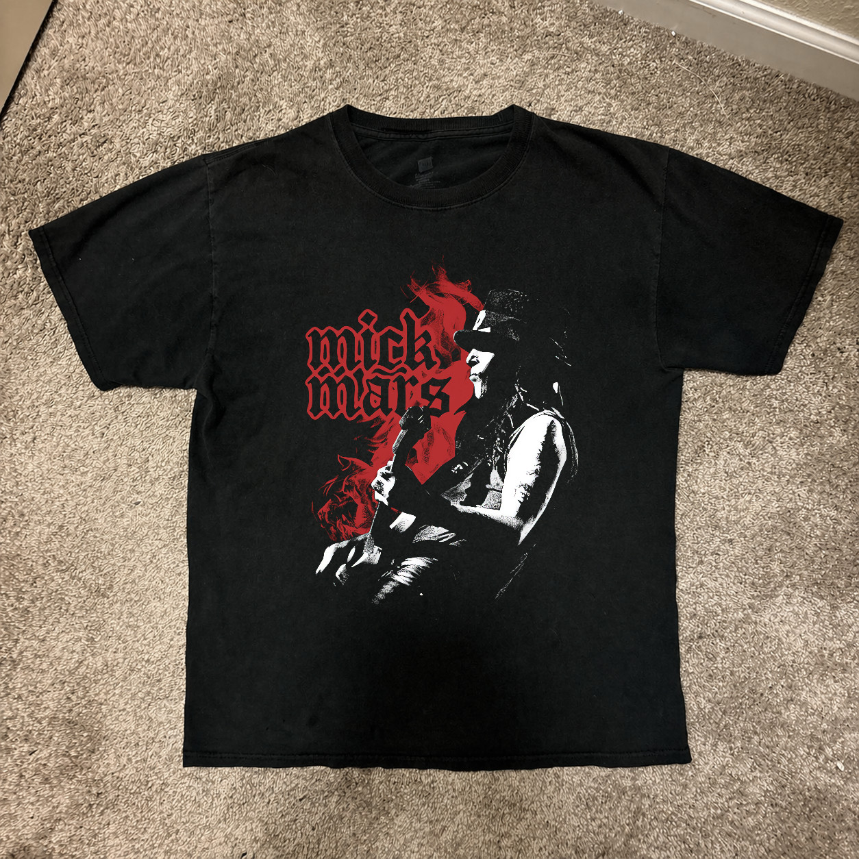 Vintage Mick Mars Artwork Black T-Shirt Unisex All Sizes