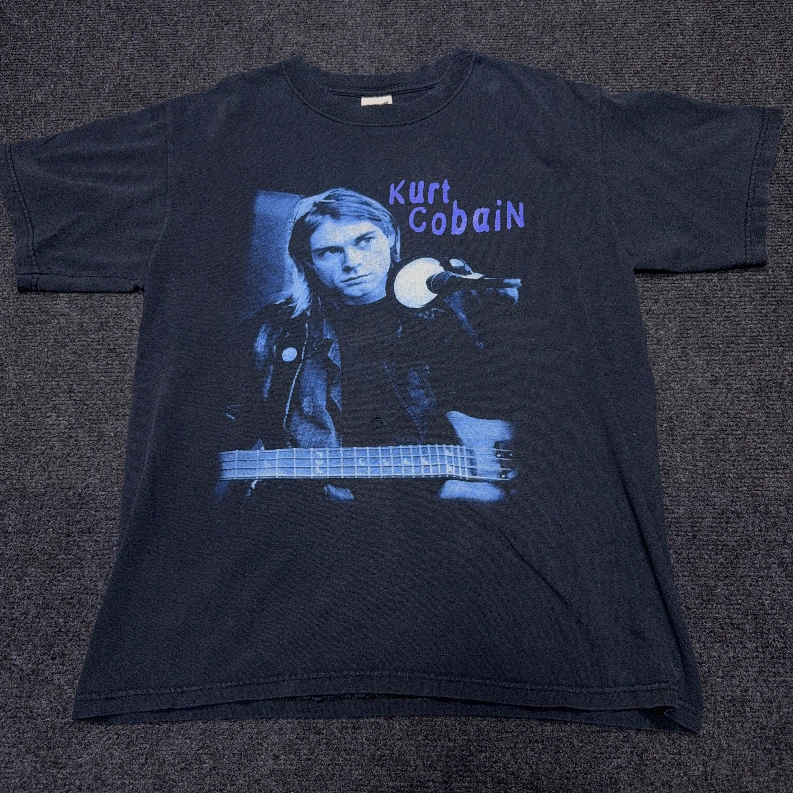 Vintage Anvil Kurt Cobain Graphic T-Shirt Men M Black Blue