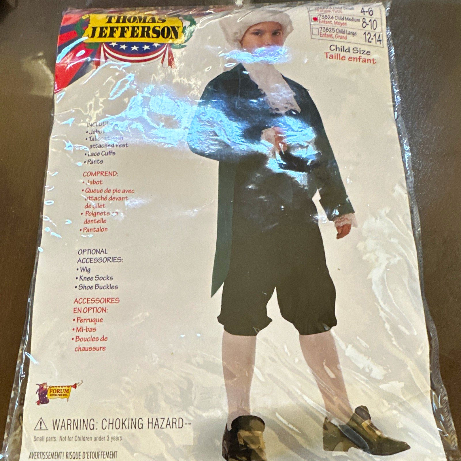 Forum Thomas Jefferson Colonial Child Costume Size 12-14 WITH Shoe Covers