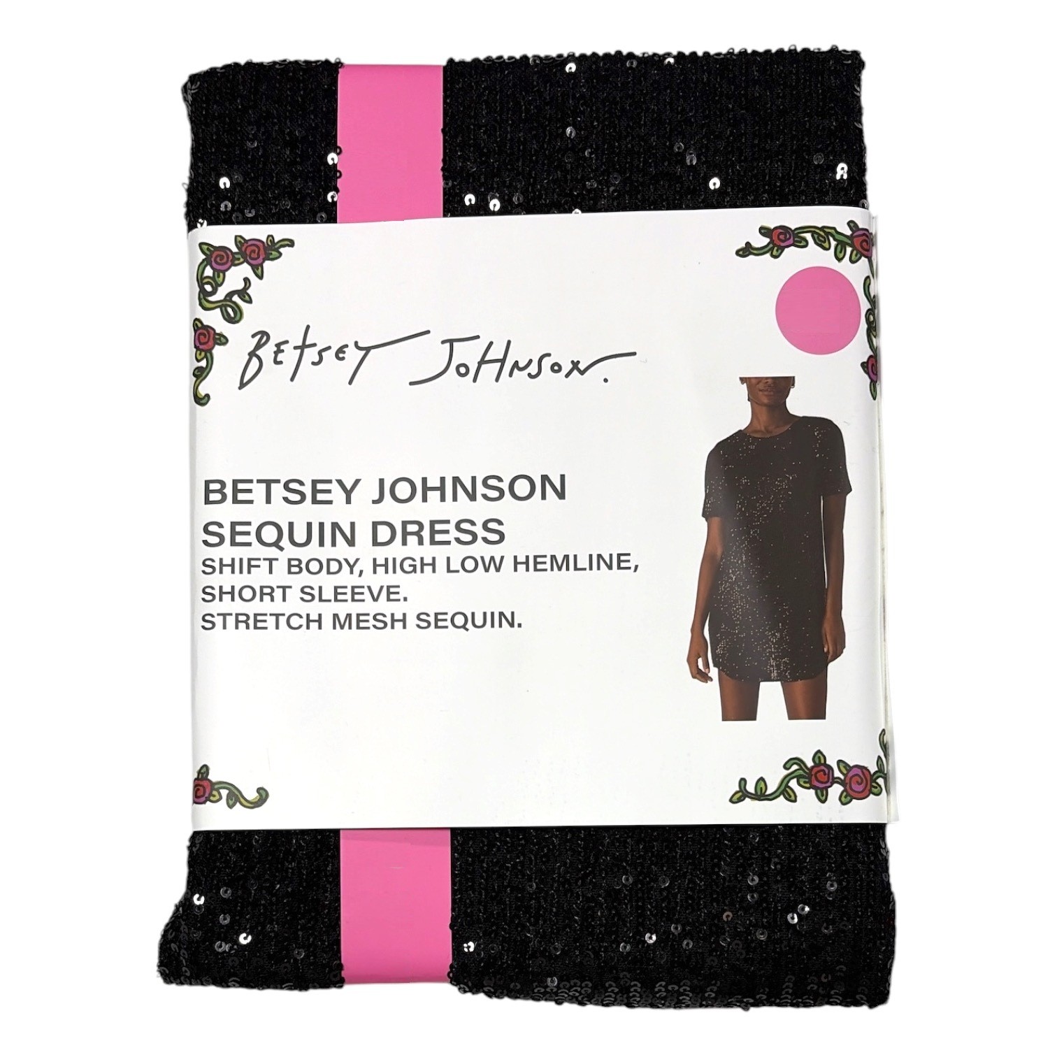 Betsey Johnson Women\'s Relaxed Fit Sequin Mini Dress (Black, XXL)