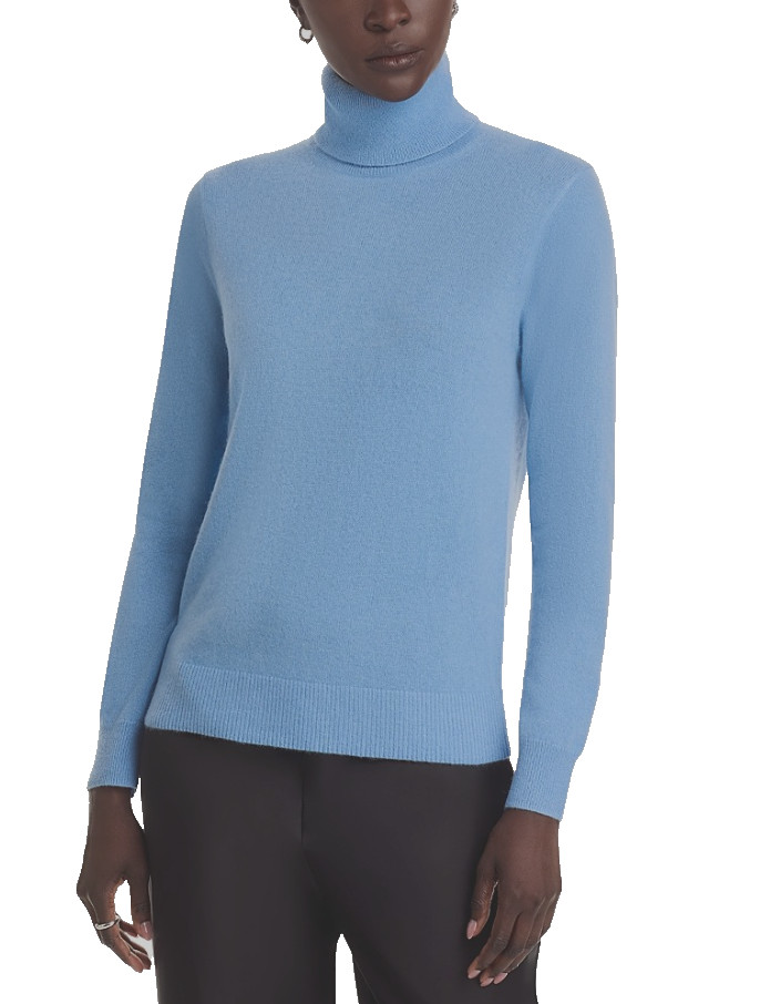 C Designer 100% Cashmere Sky Blue Turtleneck Sweater - size XS -retail $188