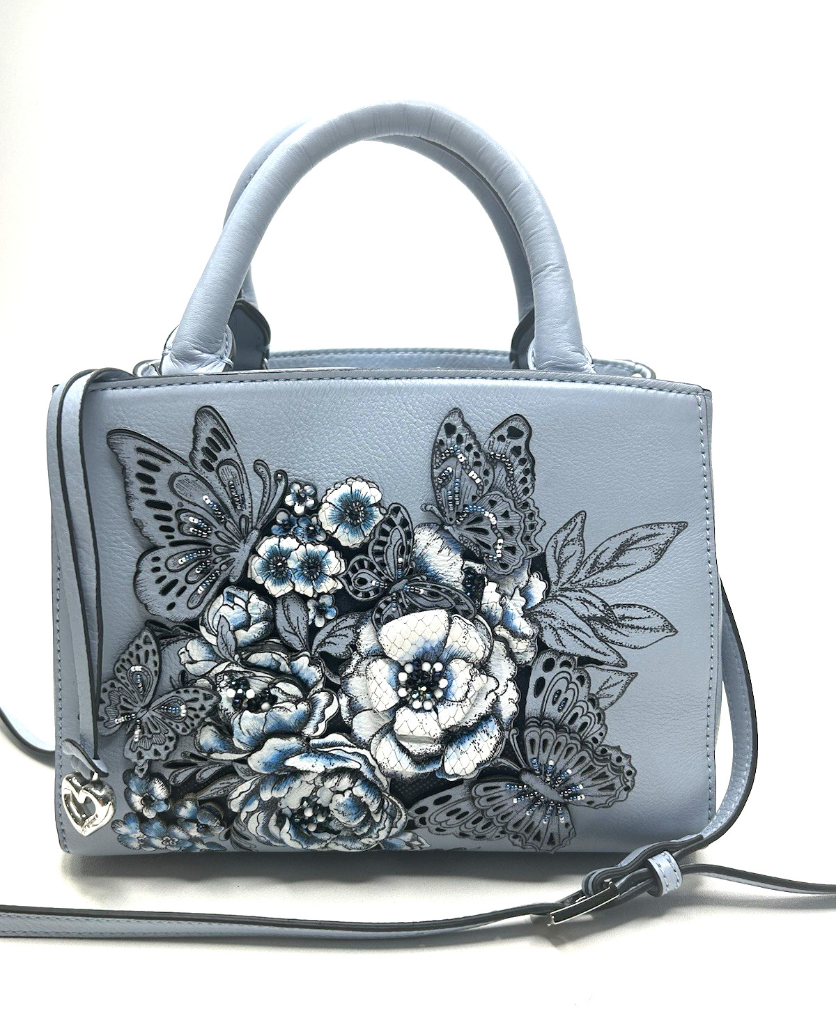 BRIGHTON Masterpiece 3D Nessy Chambray Blue Laser Cut Butterflies/Floral