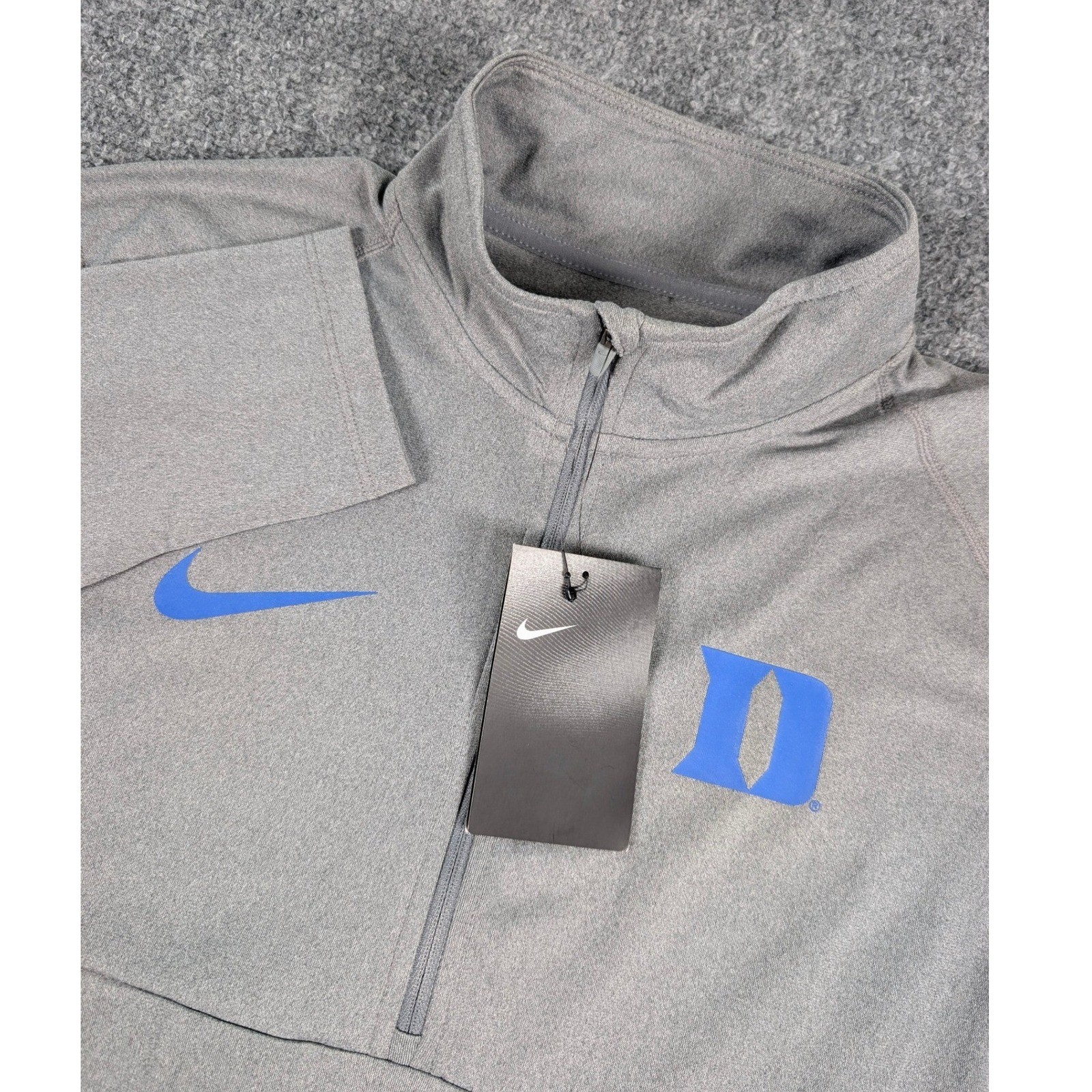 Duke Blue Devils Nike Quarter Zip Pullover Mens Small Gray Dri-FIT NWT