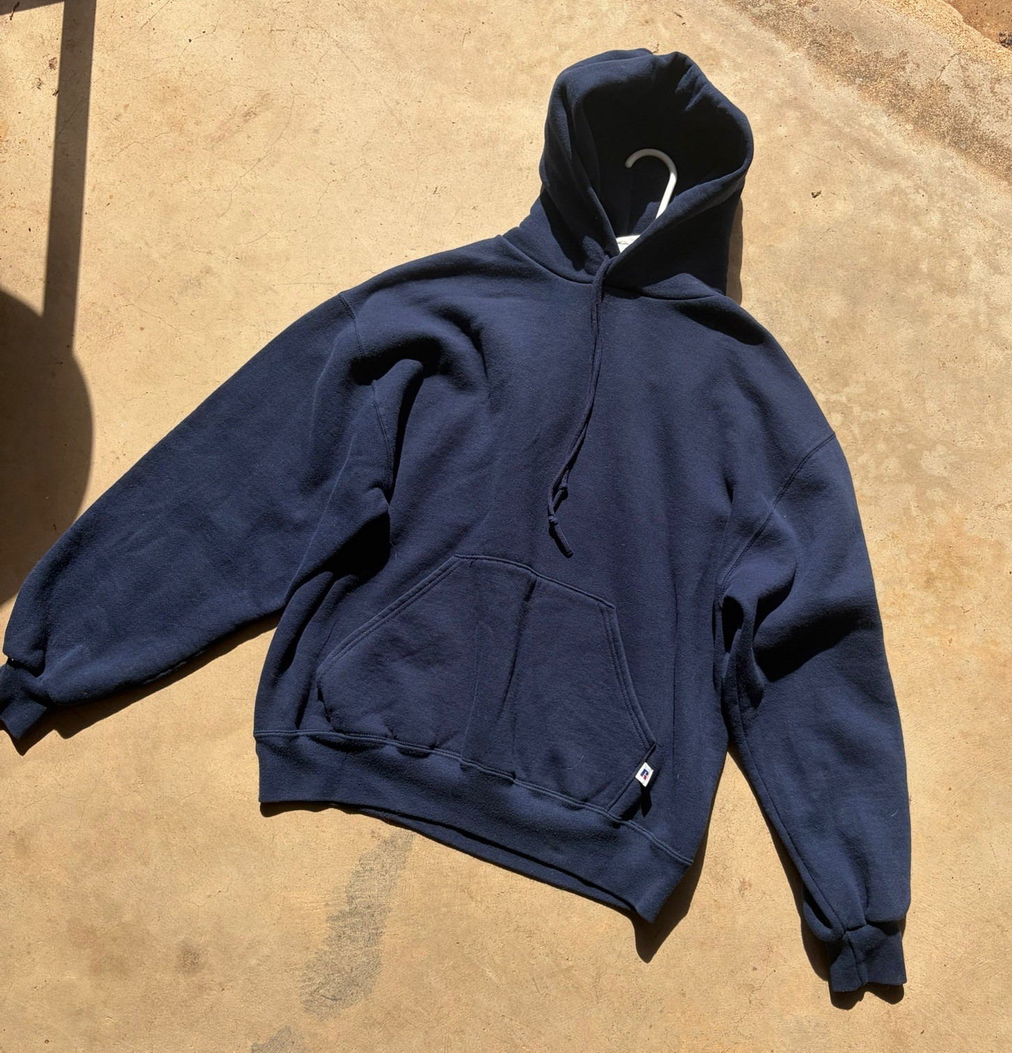 Vintage Russell Athletic Hoodie Navy Blue Blank Made in USA Mens XL Sweatshirt