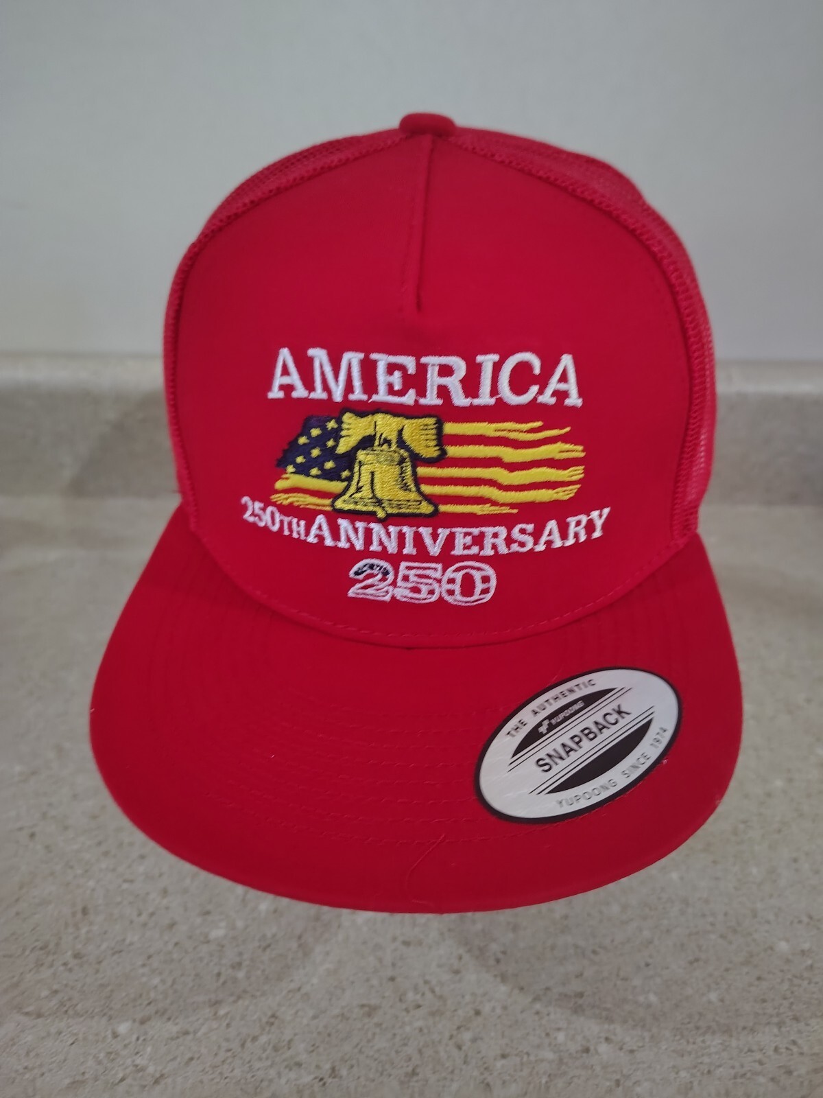 America 250th Anniversary Red Mesh Snapback Trucker Cap