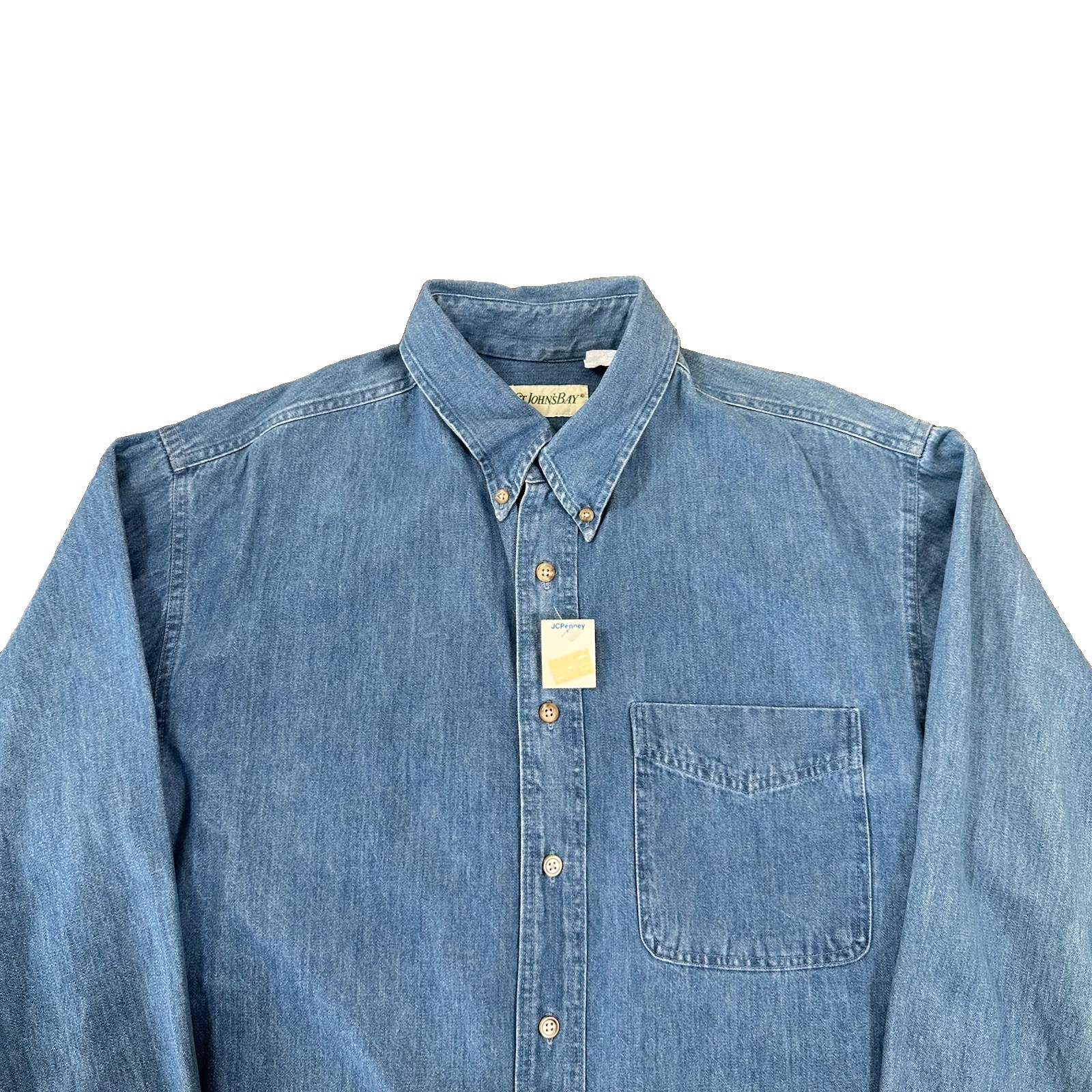 Deathstock Vintage St Johns Bay Denim Shirt Men’s Medium Made In USA JCPenny