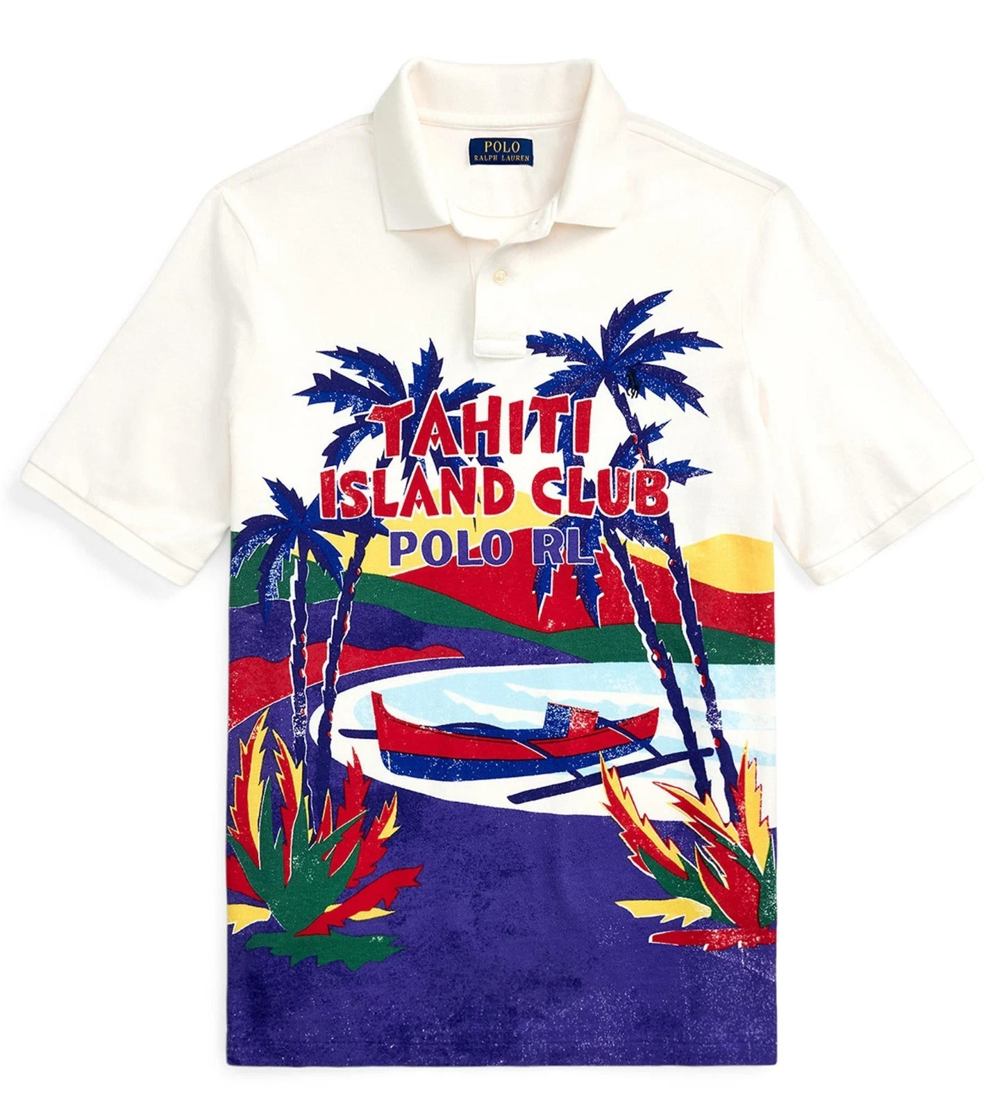 Polo Ralph Lauren Tahiti Island Club Graphic Classic Fit Polo Shirt Men\'s Sz L