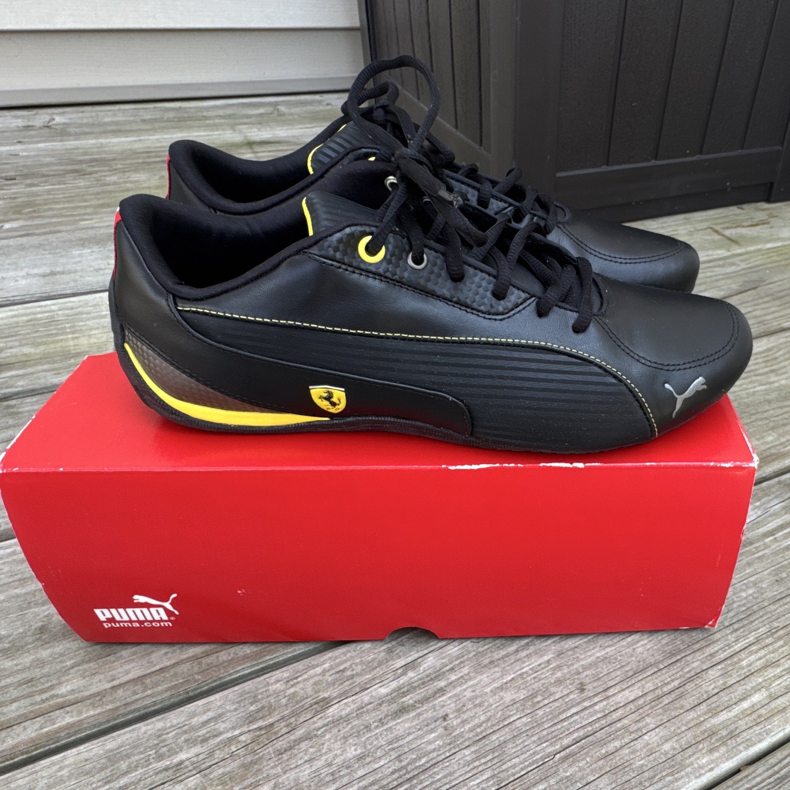 PUMA Drift Cat 5 SF NM Ferrari Black Leather Lace-Up Men’s US 9