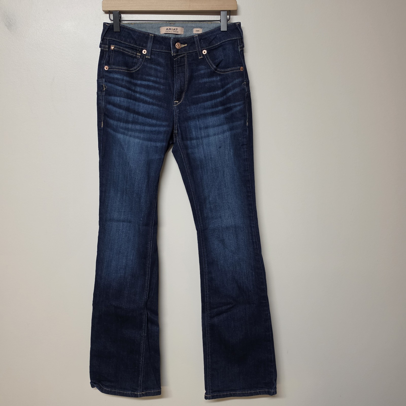 Ariat REAL Denim Womens 28R High Rise Bootcut Jeans Dark Wash Western Stretch