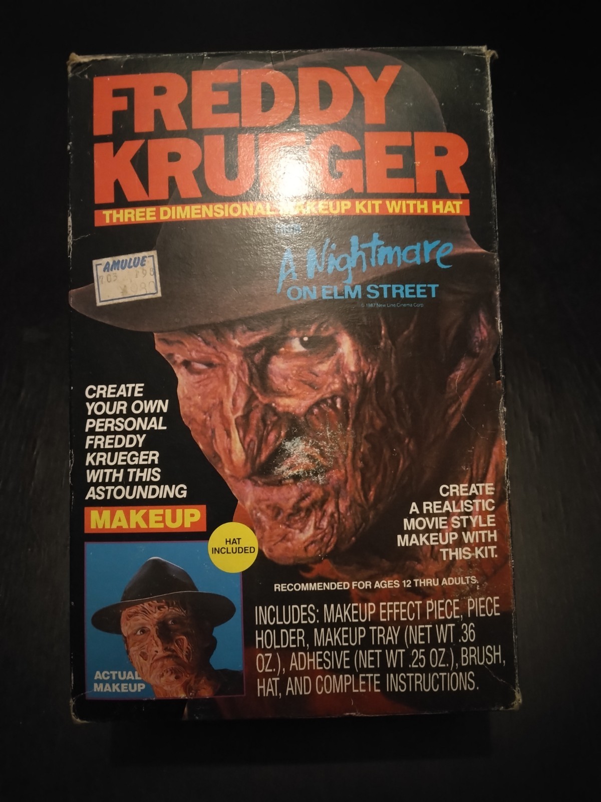 Vintage 1987 Freddy Krueger 3D SFX Makeup Kit w/ Hat A Nightmare On Elm Street