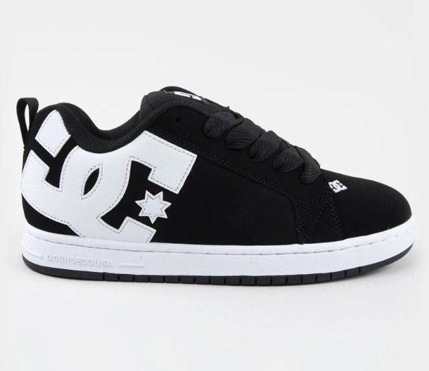 DC Court Graffik Men's Black White Skate Shoes Puffy Cupsole Sneakers