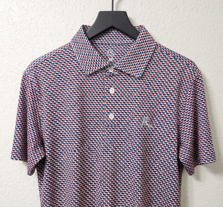 Rhoback The 1776 Performance Polo Mens Size XL Navy USA Flag Golf Shirt