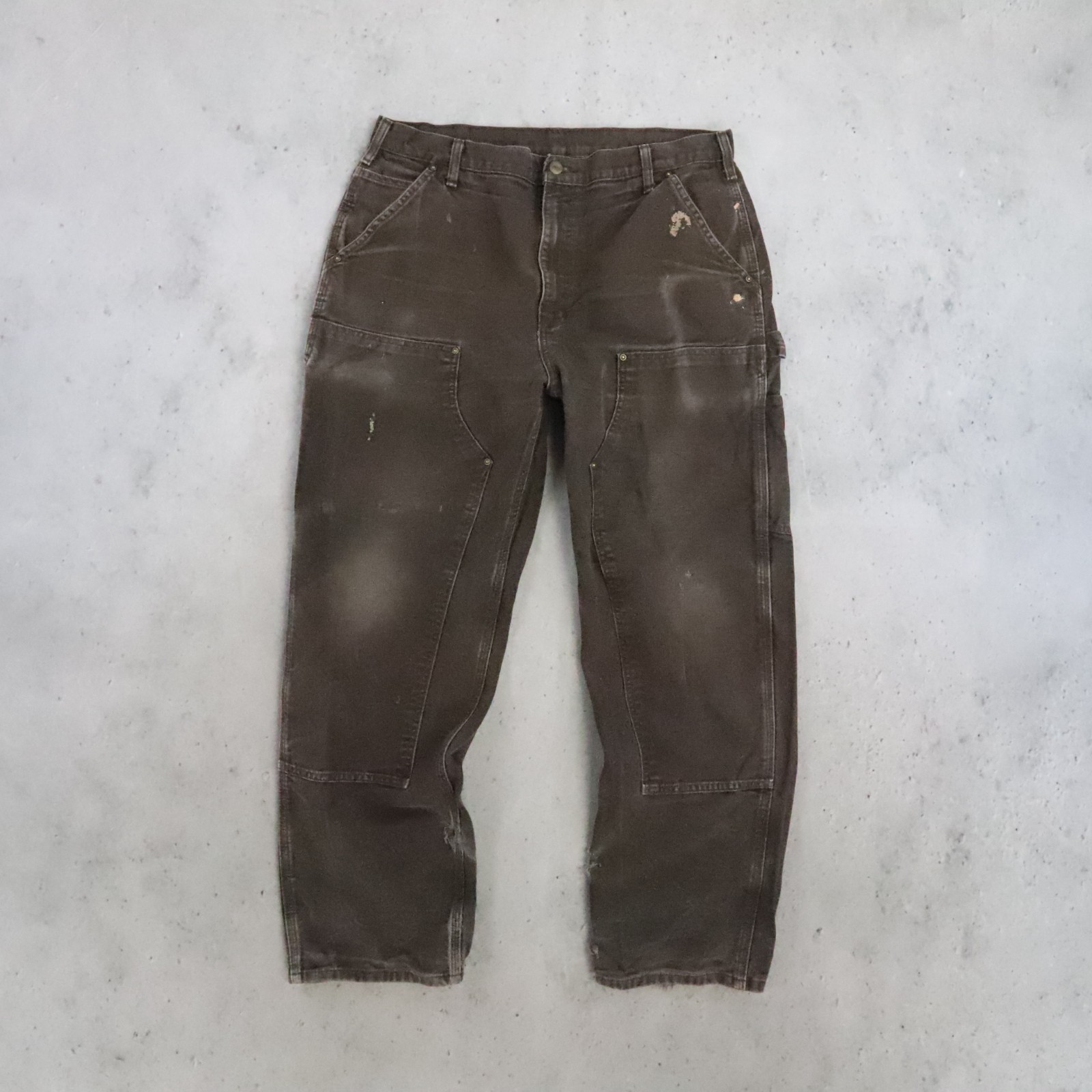 Vintage Carhartt Canvas Carpenter Double Knee Work Pants Size 36 X 32 Brown