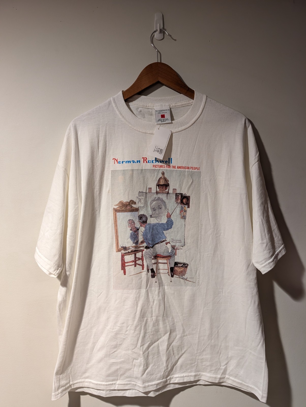 Vintage Guggenheim Museum Norman Rockwell Triple Self Portrait Art T Shirt Mens 