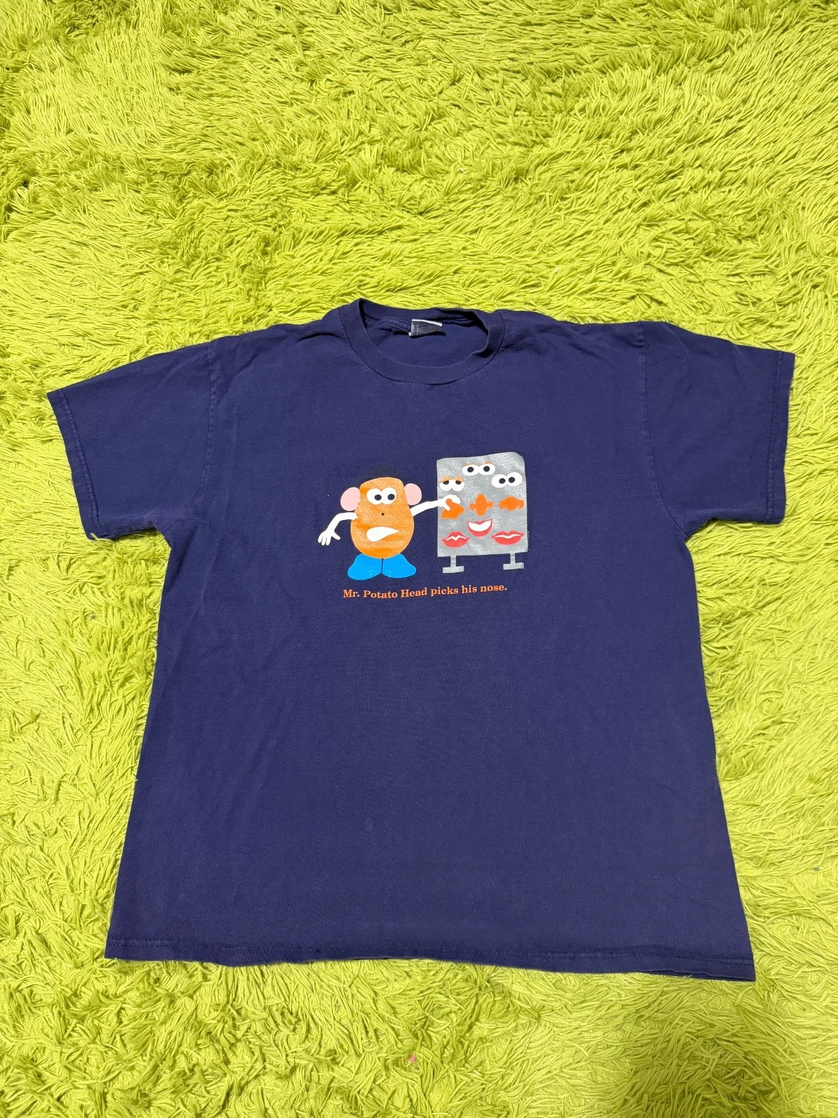 Vintage 2000s Mr Potato Head Toy Story Pixar Cartoon Graphic T-shirt Large Navy