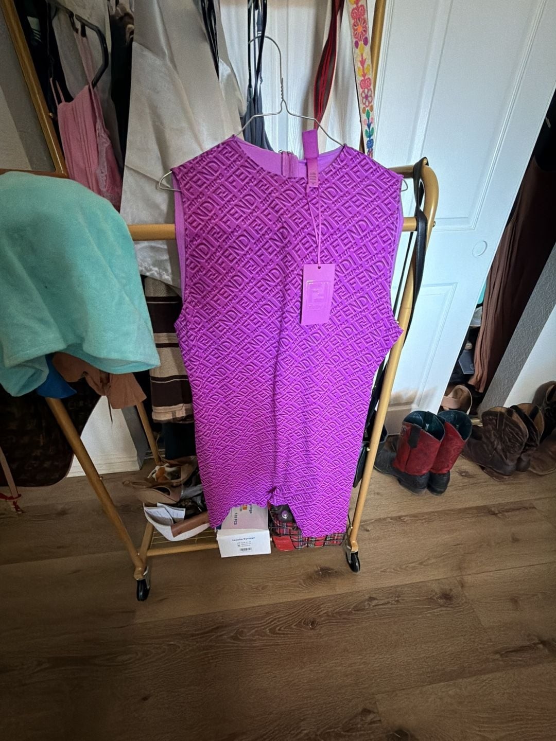 Fendi x SKIMS Logo Print Mid-Thigh Bodysuit Purple Size 3X