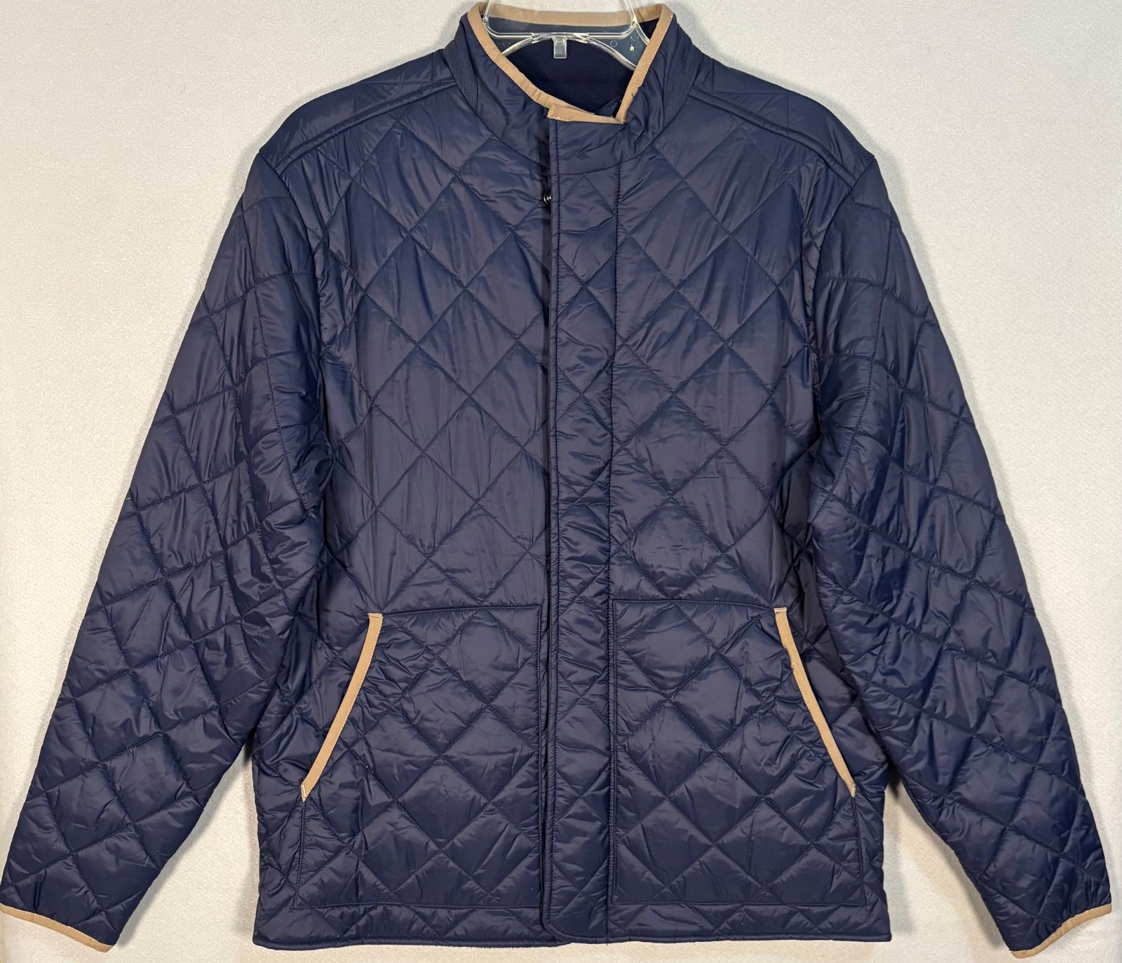 NWOT Mizzen+Main Belmont Diamond Quilted Jacket Mens M Blue Full Zip Snap Button