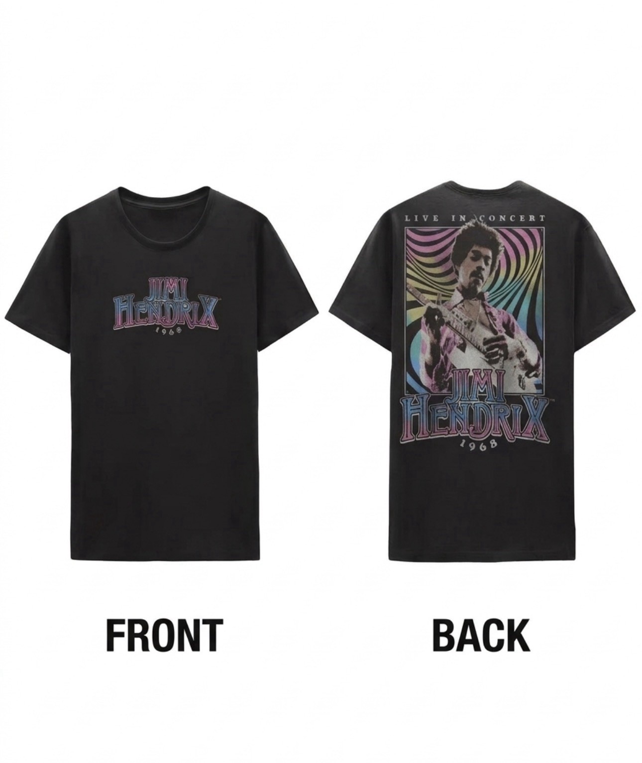 NWT Sz: L Officially Licensed Jimi Hendrix 1968 T-Shirt Live In Concert 1968