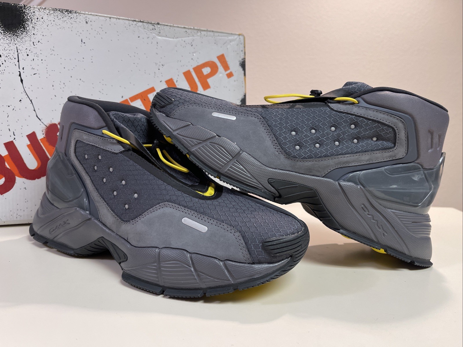 Reebok Running DMX Ghostbusters Cool Grey Yellow Ecto Boot H03298 Men Size 10.5