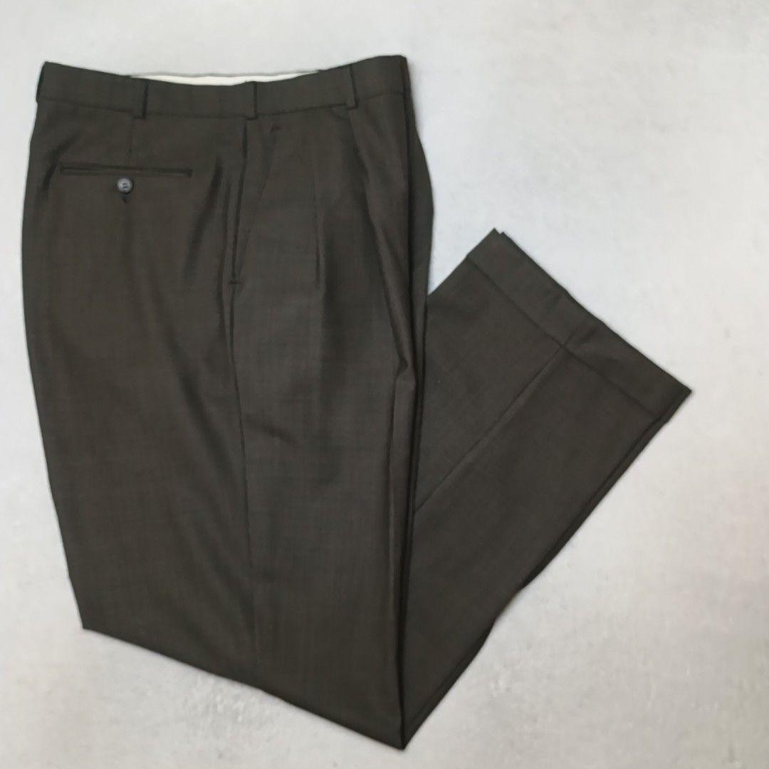 Brooks Brothers Pants Men 36x32 Brown Houndstooth Pleated Tweed Dress Suit Slack