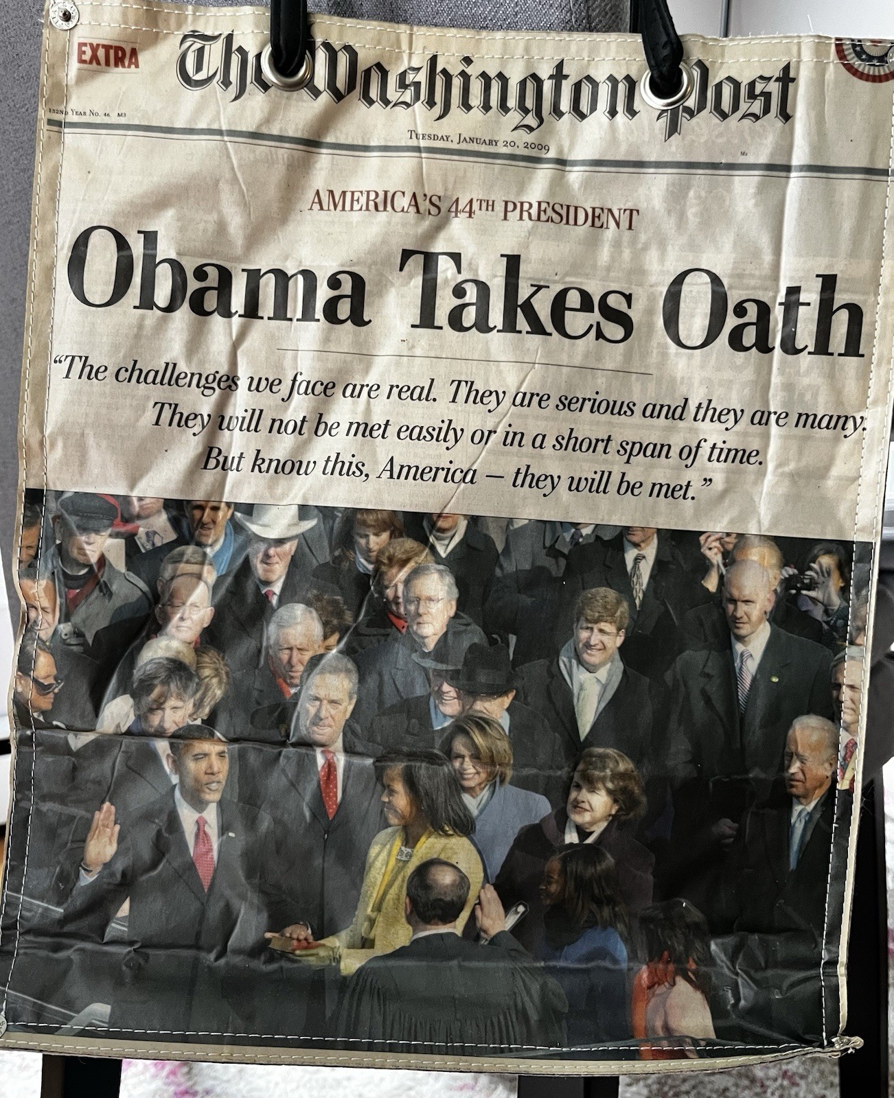The News Obama Purse Tote Bag. Original. Handmade. Dahli Coles. Brand new. 