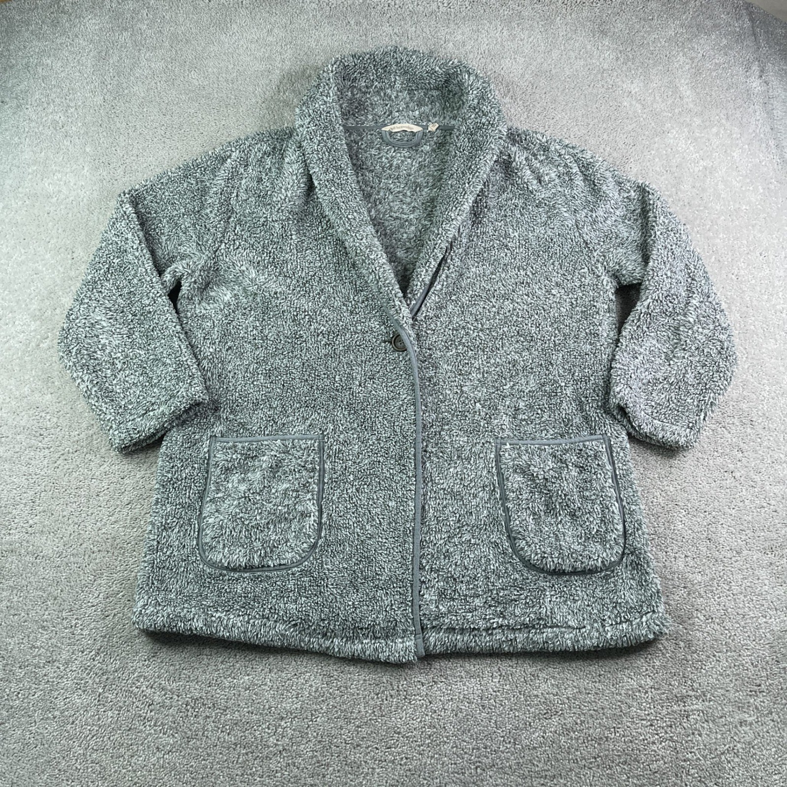 Soft Surroundings Cardigan Women Large Gray Fleece Most Wonderful Cardi Shawl