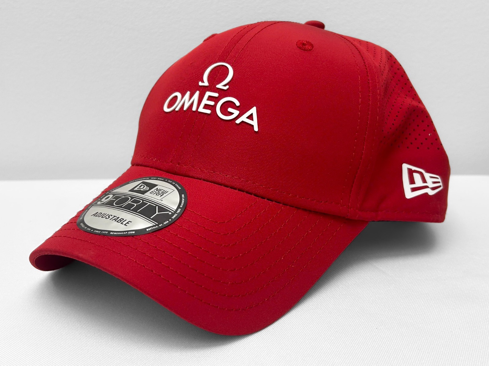 OMEGA Watches New Era 9Forty Logo Adjustable Cap Hat Red, New with Tags