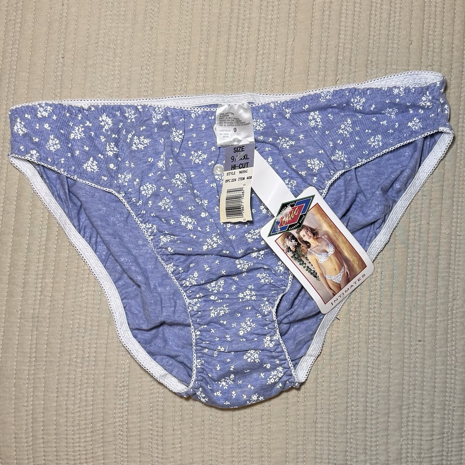 NWT 90’s Chic Kmart VTG Blue Floral 100% Cotton Bikini Panties Size 2X /9 RARE