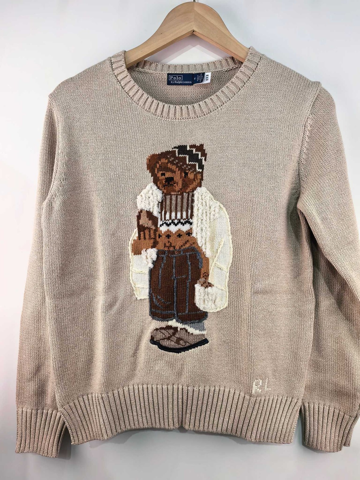 Polo Ralph Lauren Polo Bear Knit cotton Sweater SAND NUDE WOMEN\'S S