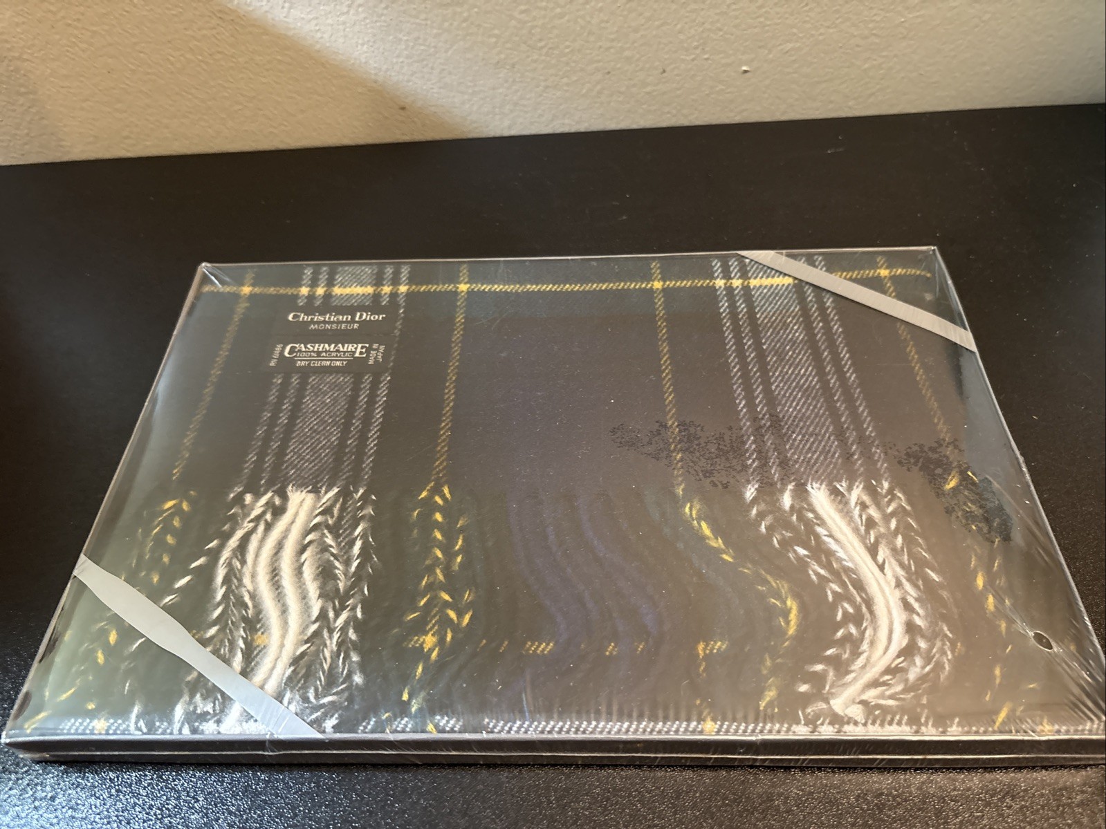 Vintage Plaid 90s Christian Dior Cashmaire Scarf in Original Box New Old Stock
