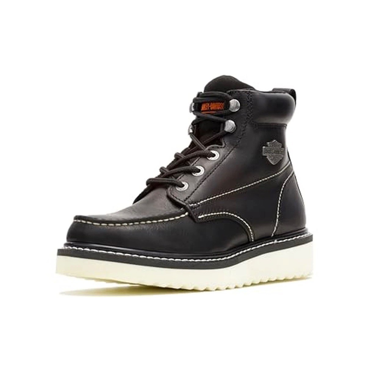 Harley-Davidson Beau Men\'s Black Leather Motorcycle Wedge Boots Size 9 Biker NEW