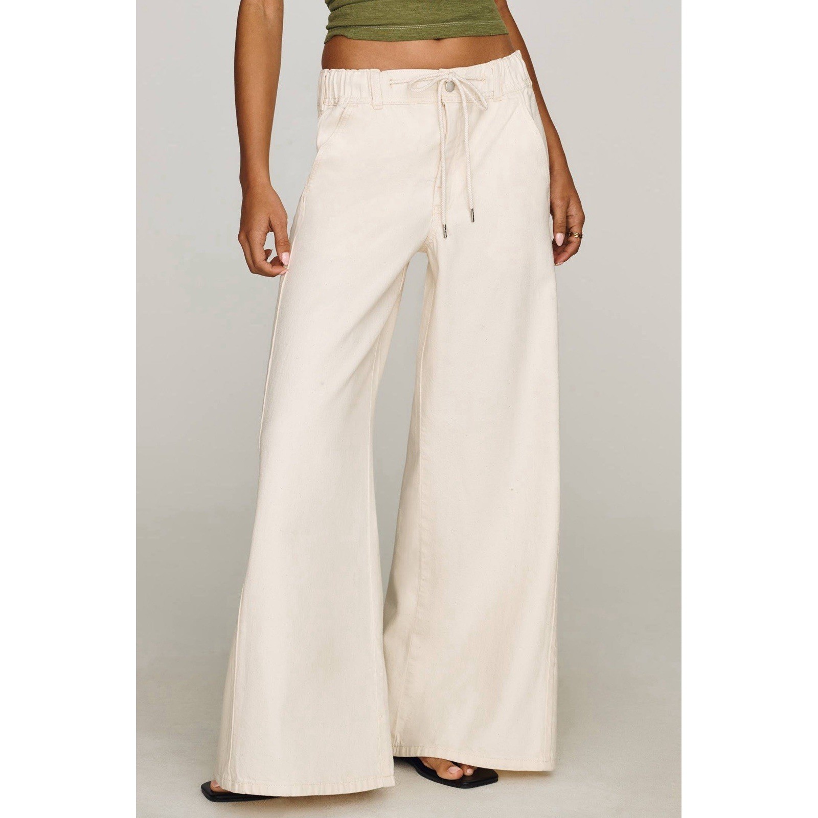 Pilcro Anthropologie Adi High Rise Wide Leg Jeans Ivory M 4122951690191