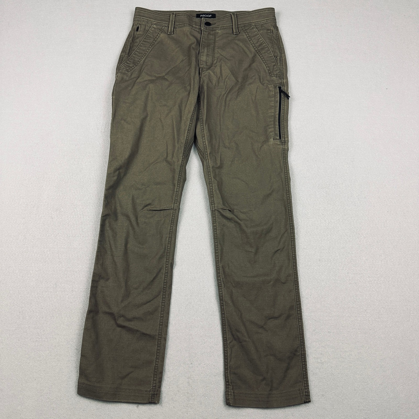 Proof Pants Men Size 31 Olive Green Solid Straight Stretch Utility Hiking Cargo