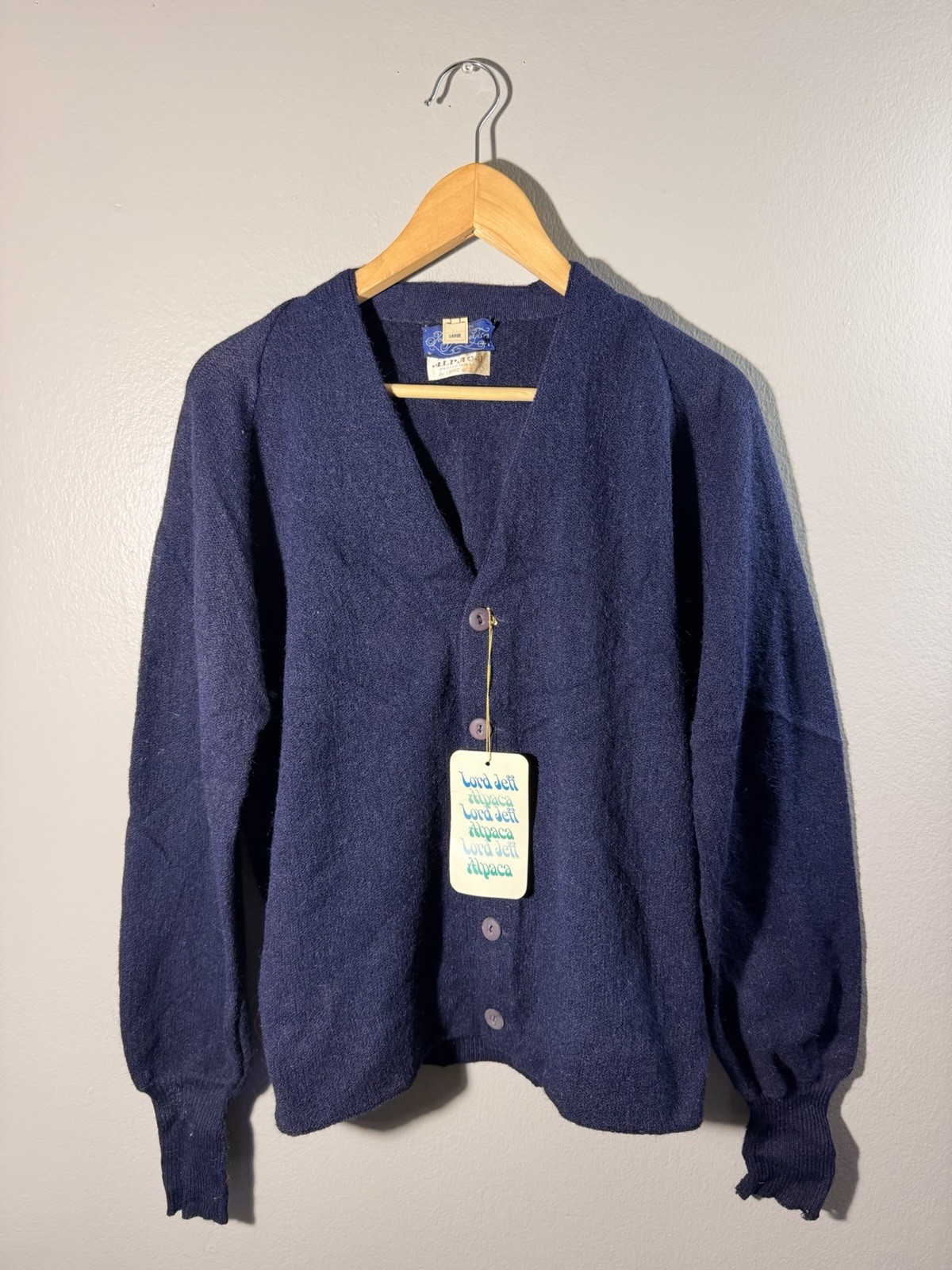 Vintage Lord Jeff Sweater Cardigan Alpaca Mens Large USA Made NWT