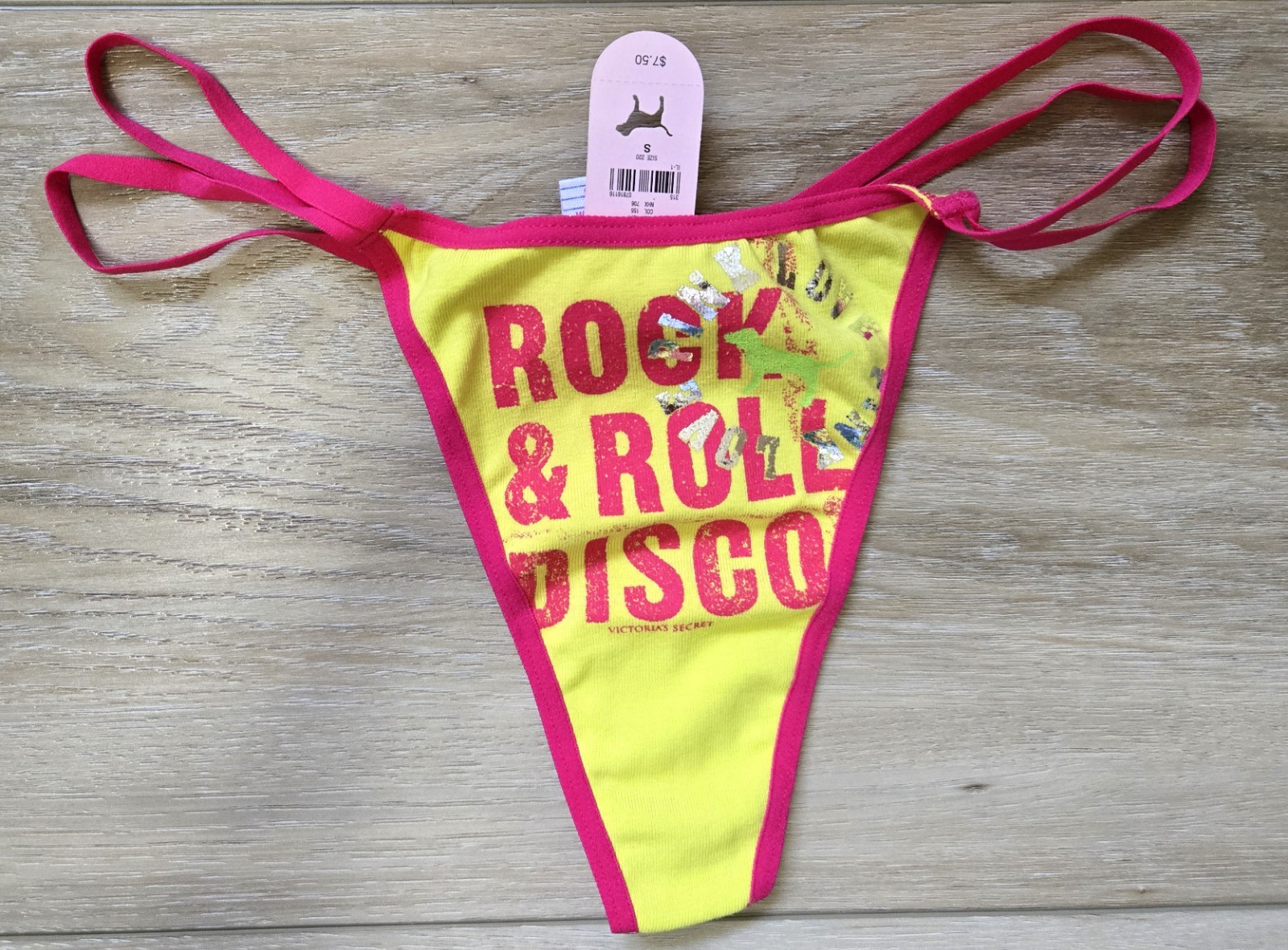 NWT Vintage Victoria\'s Secret PINK Cotton Low Rise Double String Thong Panties S