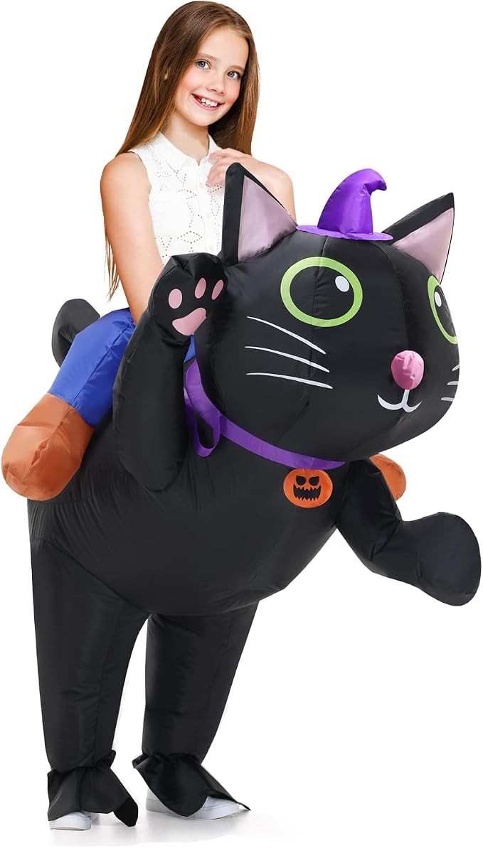 Searhmomo Inflatable Costume Cat for Kids Ride On Cat Blow Up Costumes,Funny ...