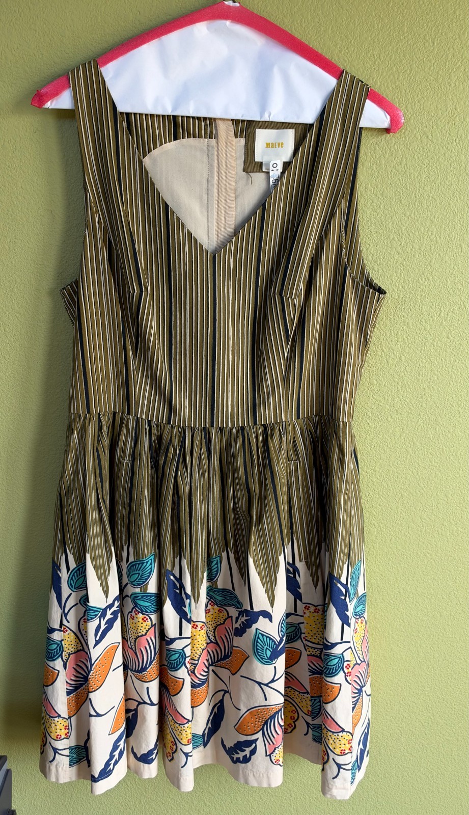 Maeve Women\'s 100% Cotton Sleeveless Fit & Flare Dress – Striped & Floral Print