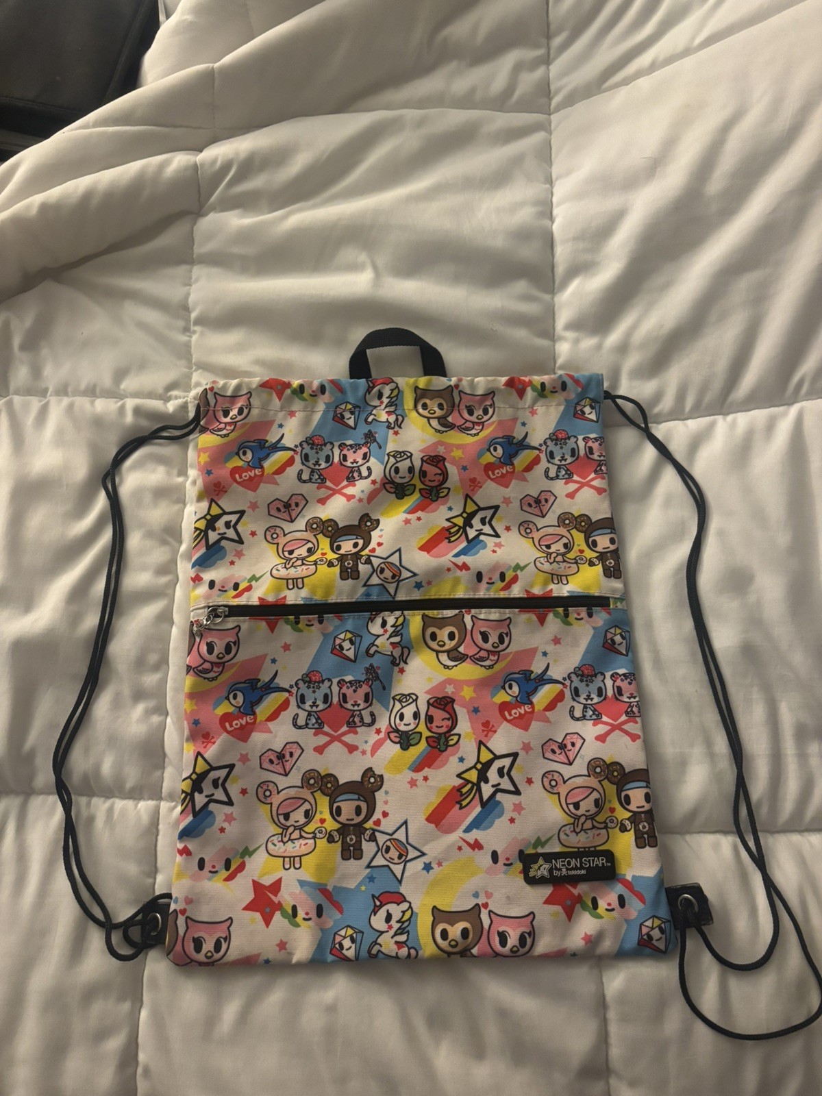 Tokidoki Neon Star Donutella Drawstring Bag backpack. Anime like 