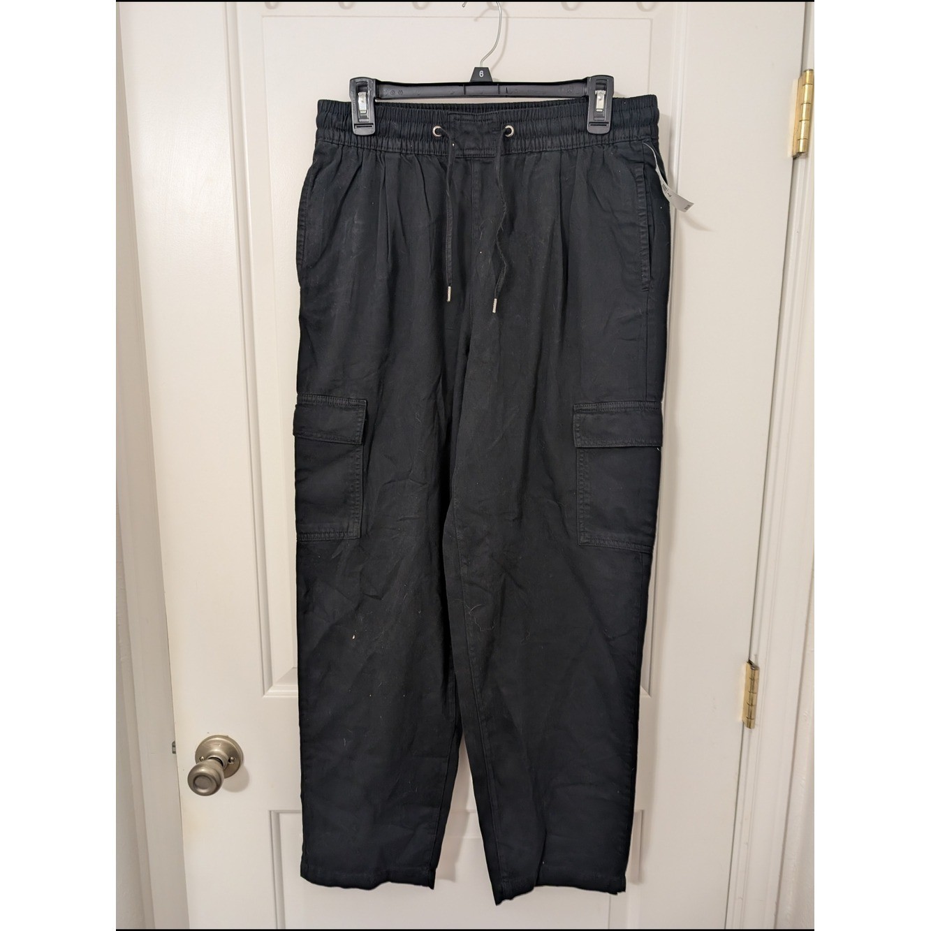 NWT GAP Black Cargo Pants M Tall Utility Drawstring Baggy Y2K $79.95