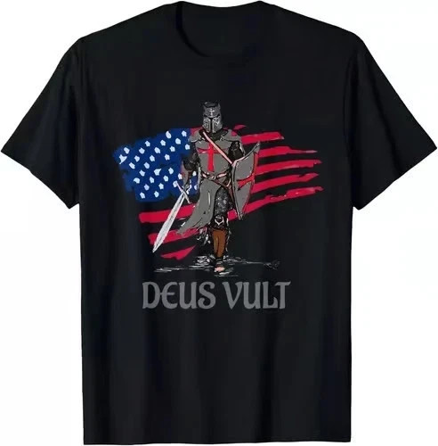 2026/NEW LIMITED Distressed Deus Vult Crusader, God Wills it T-Shirt S-5XL