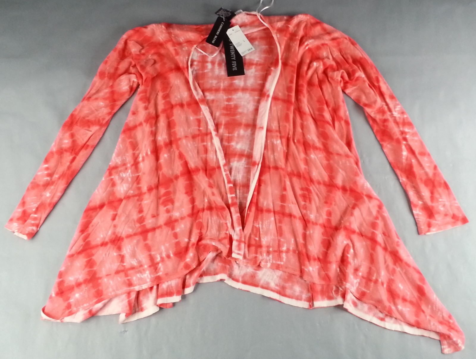 NEW NWT open front tie-dye Coral sweater Two Twenty Five Size L Long Sleeve