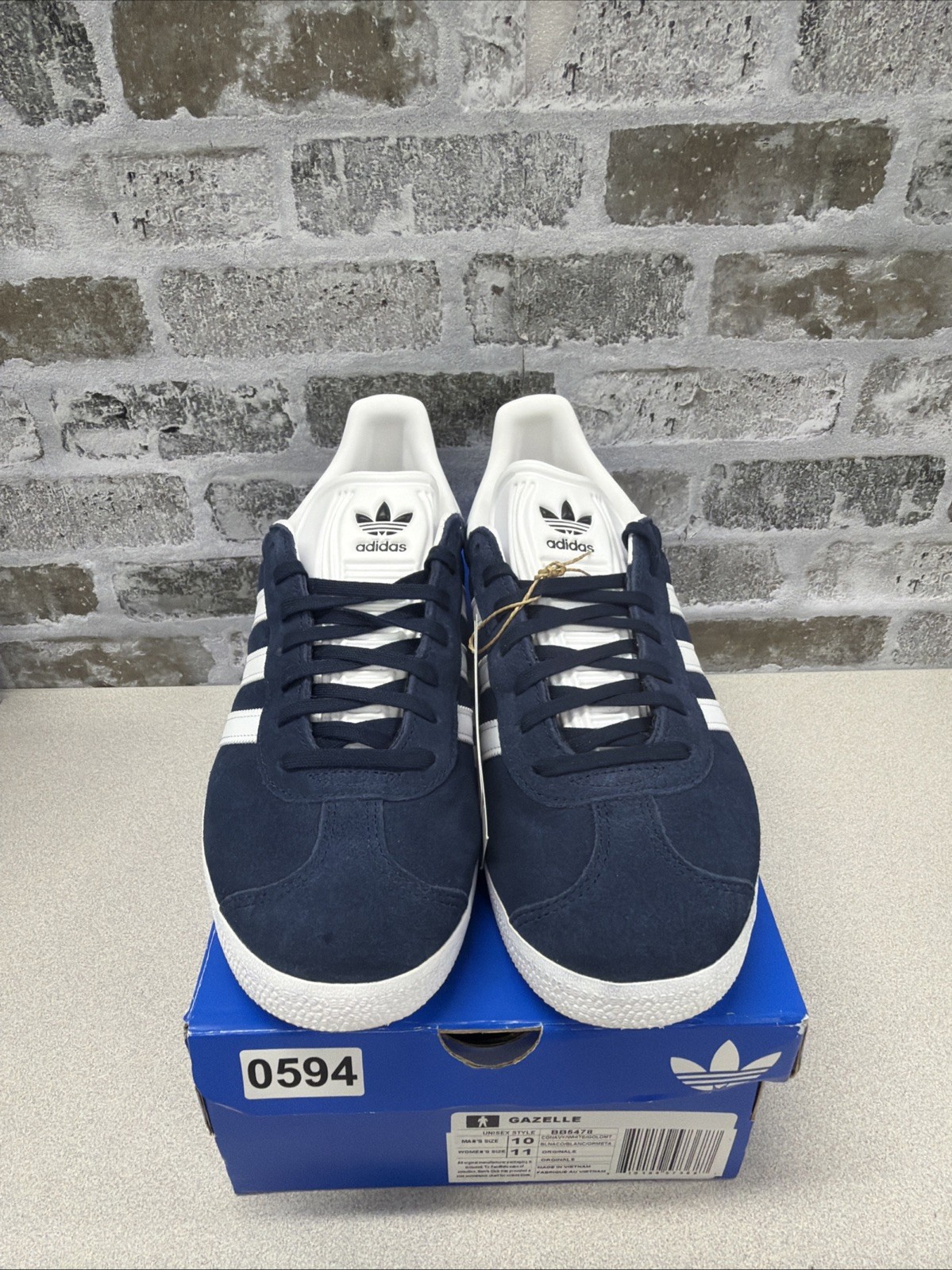 Adidas Originals Gazelle Navy White, Casual Shoes, Men’s 10/Womans 11