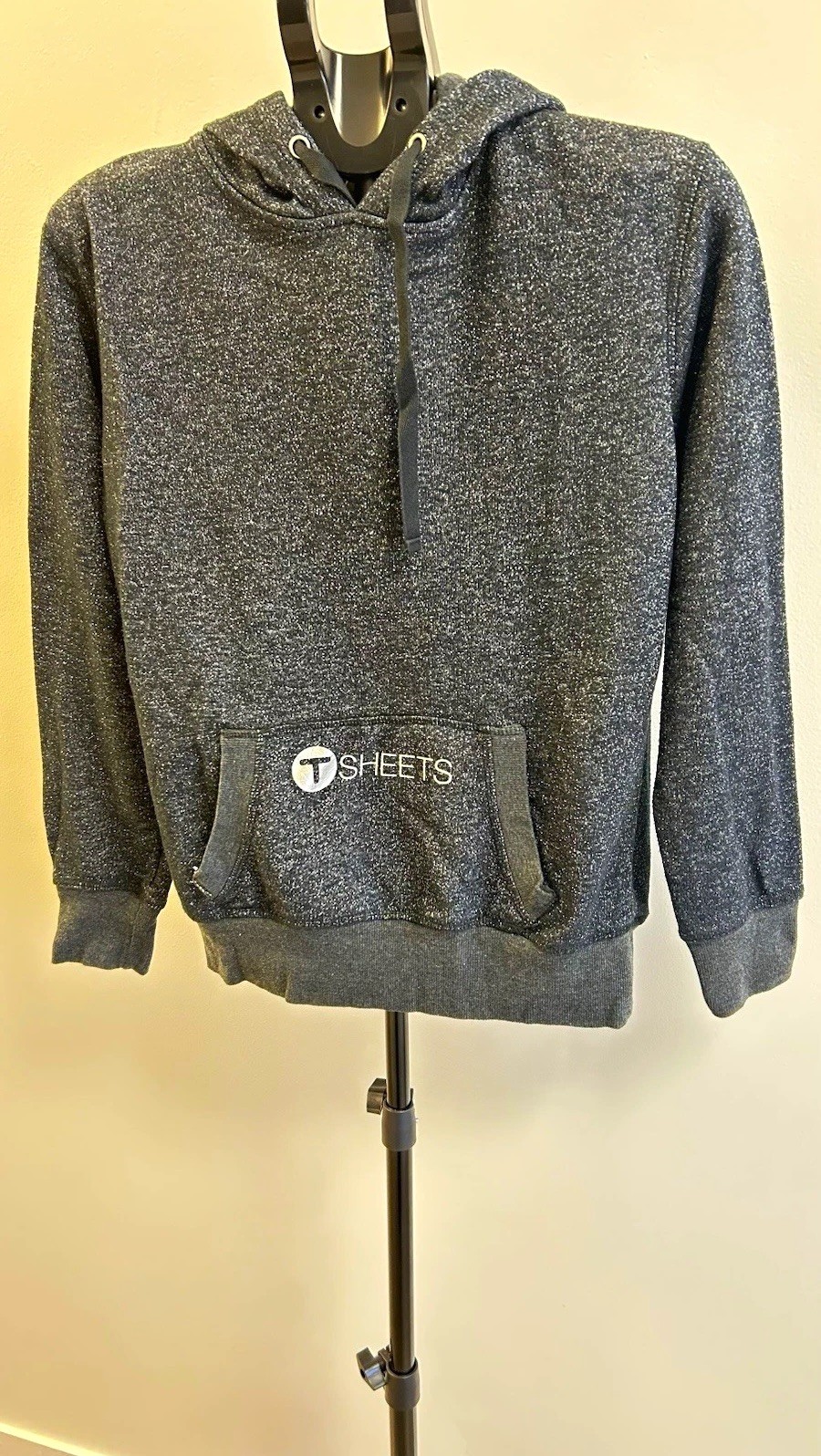 J. America T-Sheets Women\'s S Gray Pullover Hoodie Logo Pockets Drawstring