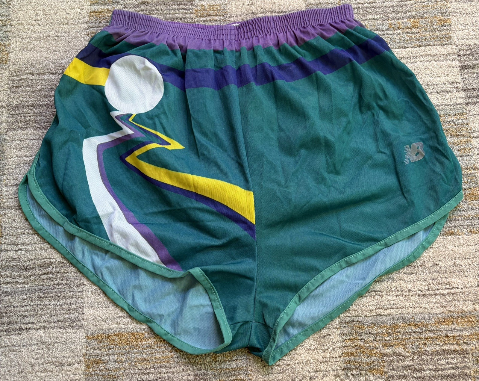 Vtg NOS 1980\'s New Balance USA Made Women\'s Nylon Running Shorts Sz L Teal