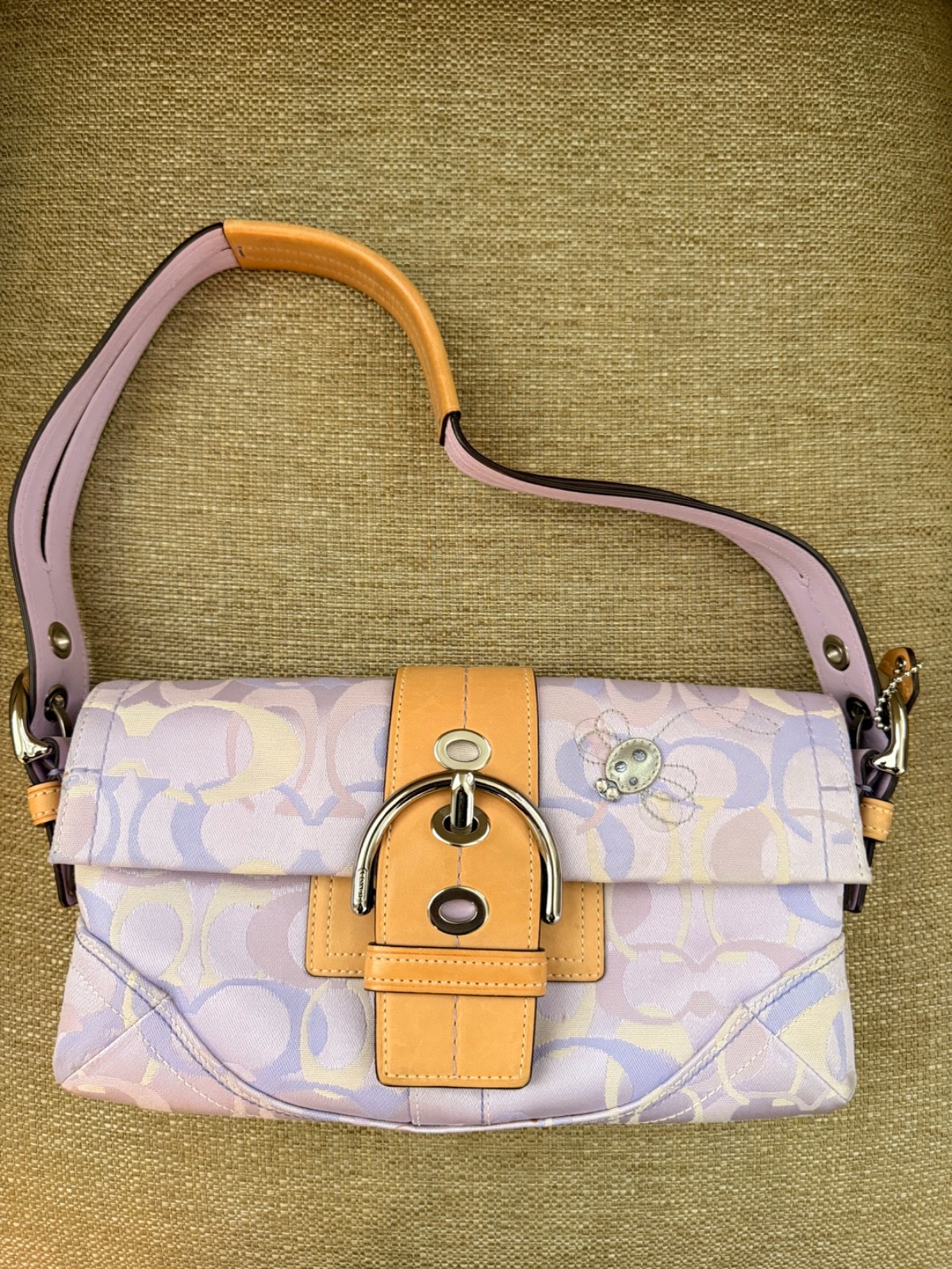 Authentic Coach Y2K purple optic silver bumble bee bag, Limited edition Rare